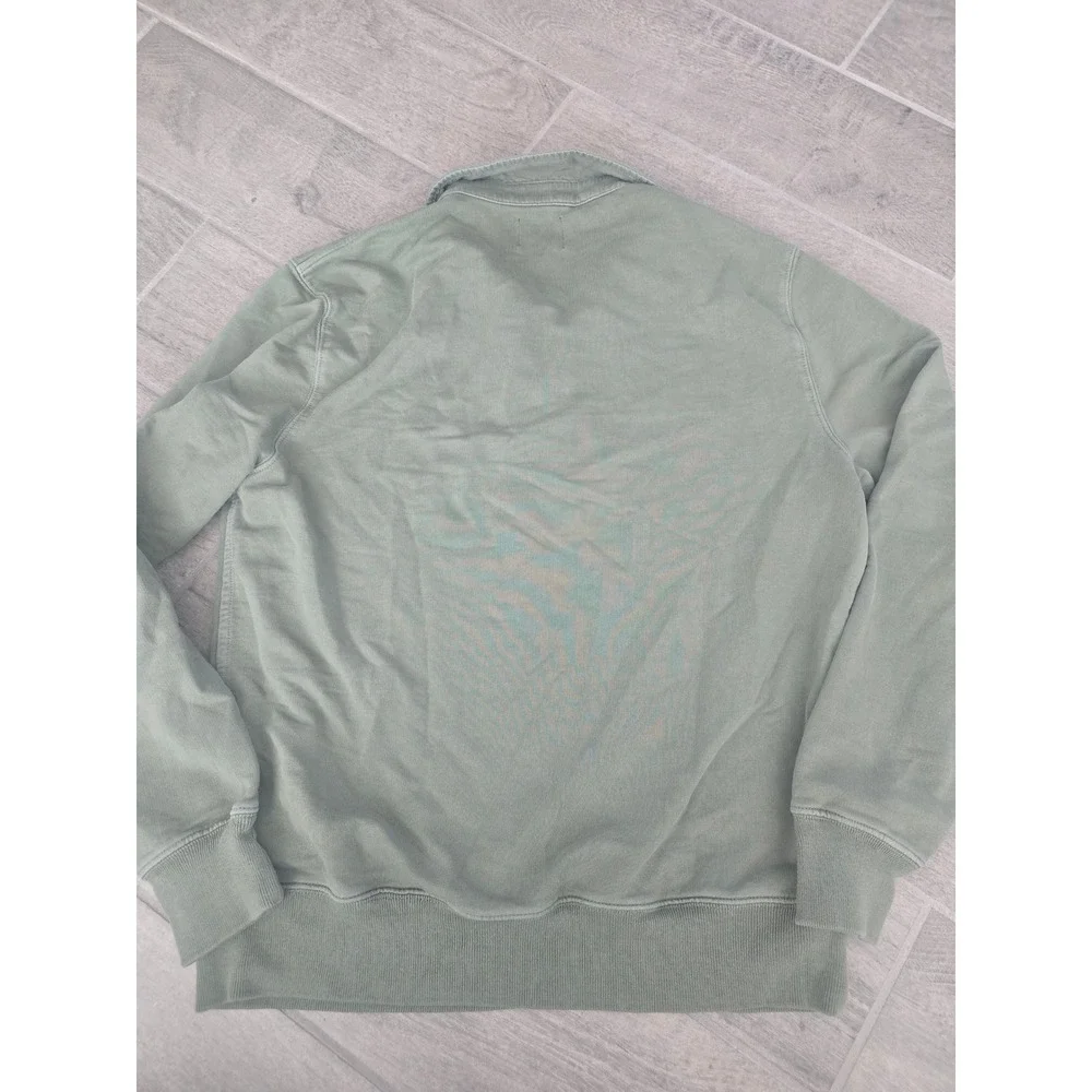 J. Crew Authentic Rugby Pullover Sweatshirt Khaki Green Collared‎ Medium Fleece
